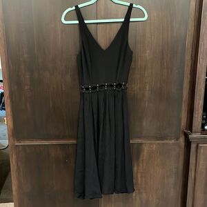 Topshop Black V-Neck Dress With Metal Cutouts
